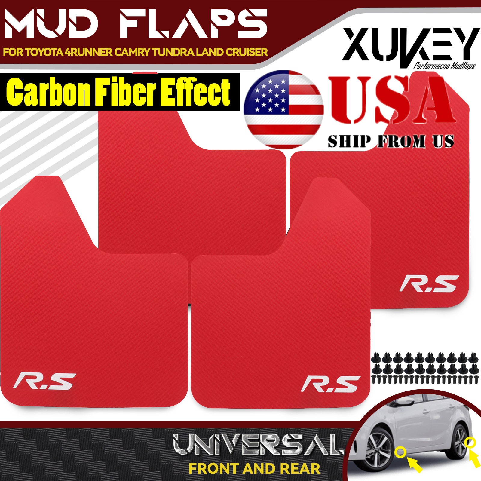 4PCS Front&Rear Black Universal Splash Guards Mud Flaps for Toyota Car Pickup