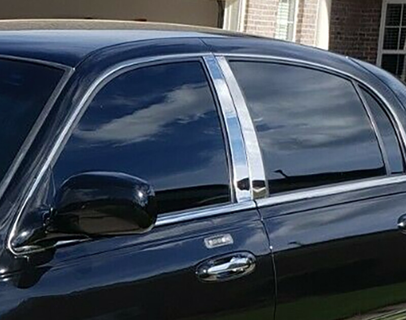 For 1998-2011 Lincoln Town Car Stainless Steel 4PC Chrome Pillar Post Trim