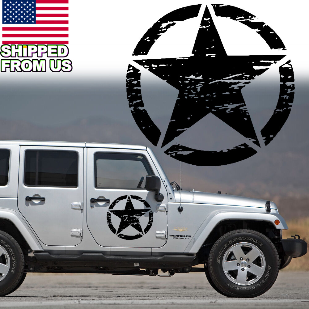 20” Army Star Pentastar Distressed Hood Vinyl Decal Sticker For SUV Trucks