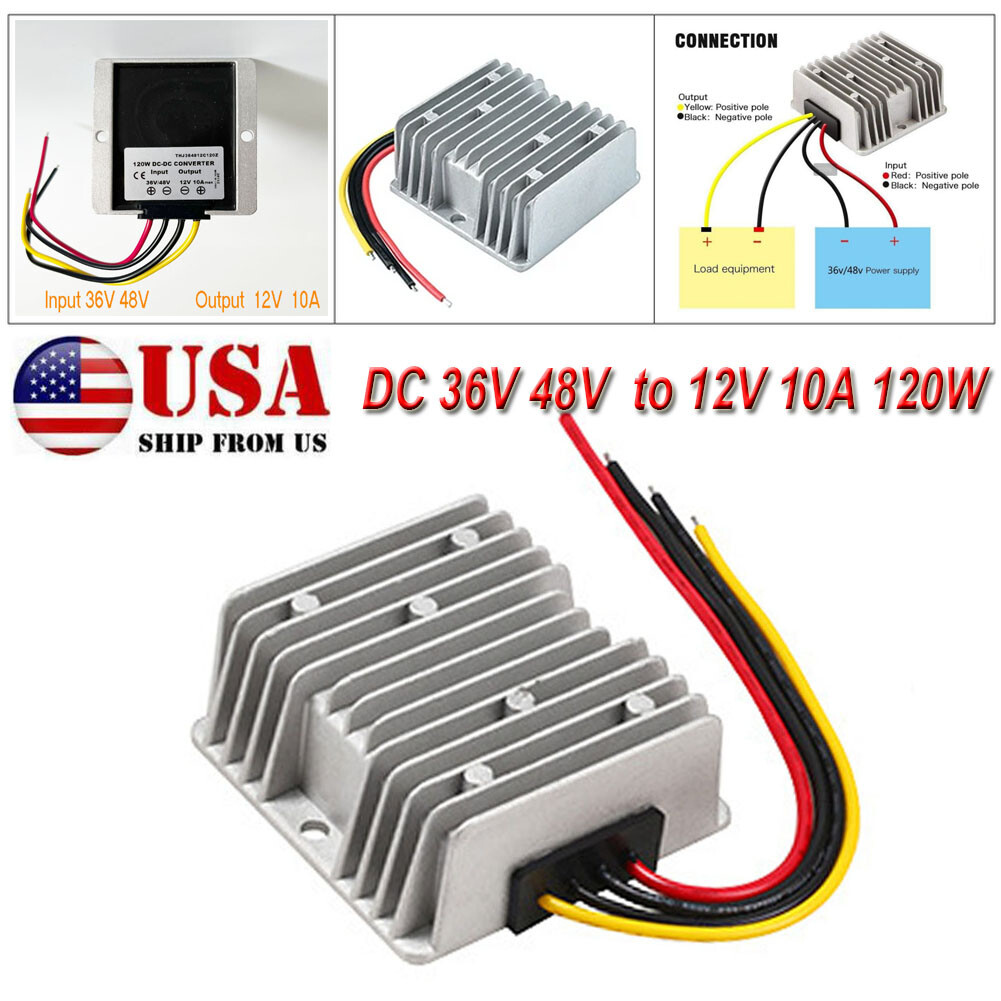10A 120W DC 36V/48V to 12V Voltage Converter Waterproof Car Step Down Regulator