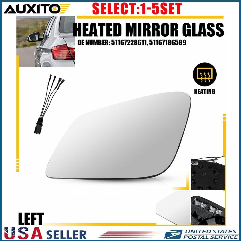 For BMW 535i GT XDRIVE 550i GT XDRIVE Driver Left Side Heated Mirror Glass 1-5X