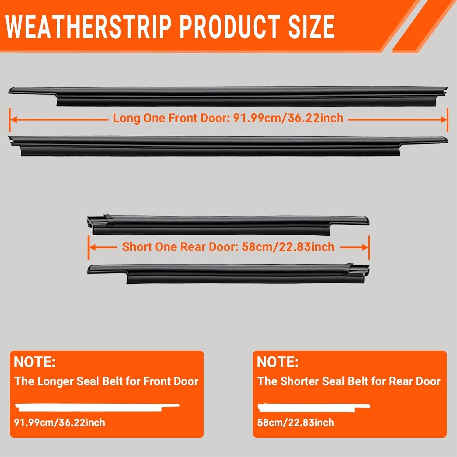 Rubber Window Seal Trim Compatible with 2007-2020 Tundra Double Cab 4 Count