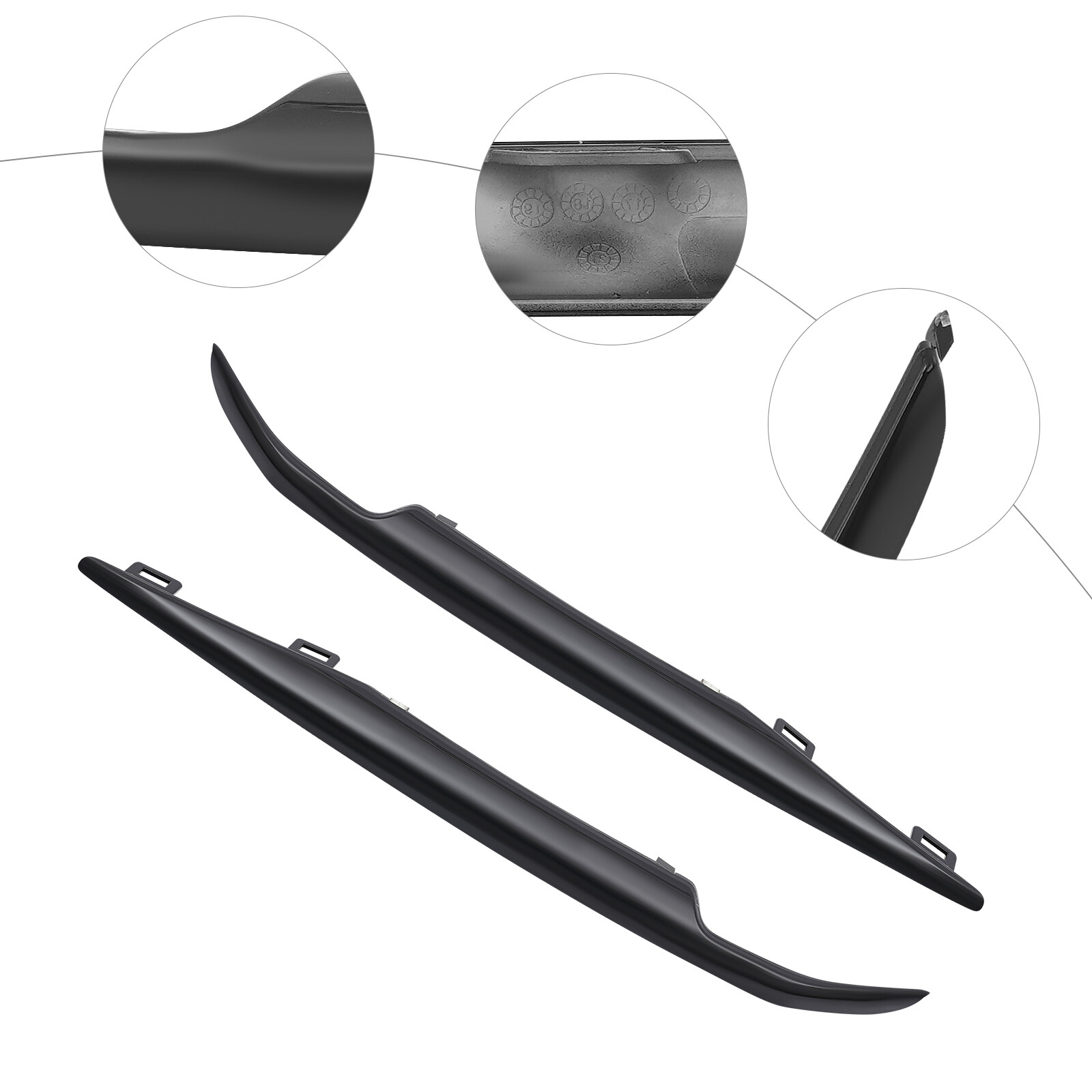 Black Front Left+Right Bumper Trim Set For 2015-2020 Cadillac Escalade Fits ESV