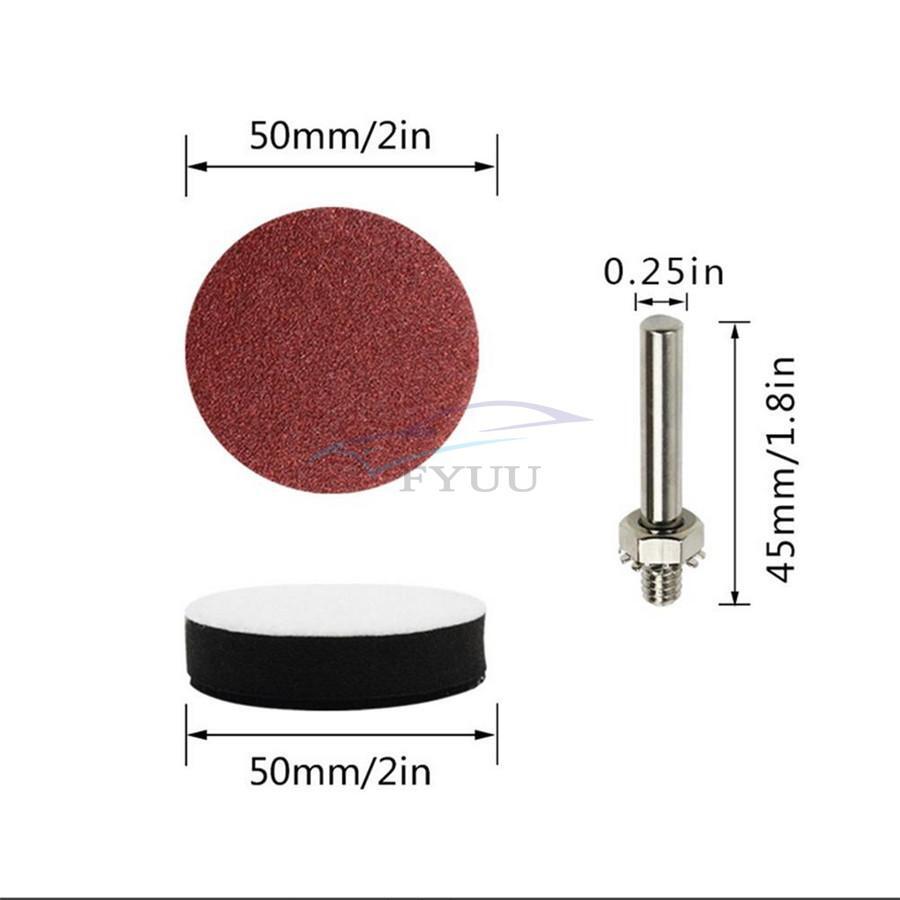 100pcs 2″ Sanding Disc Pad+1x 1/4″ Shank Backing Pad +1x Soft Foam Buffering Pad