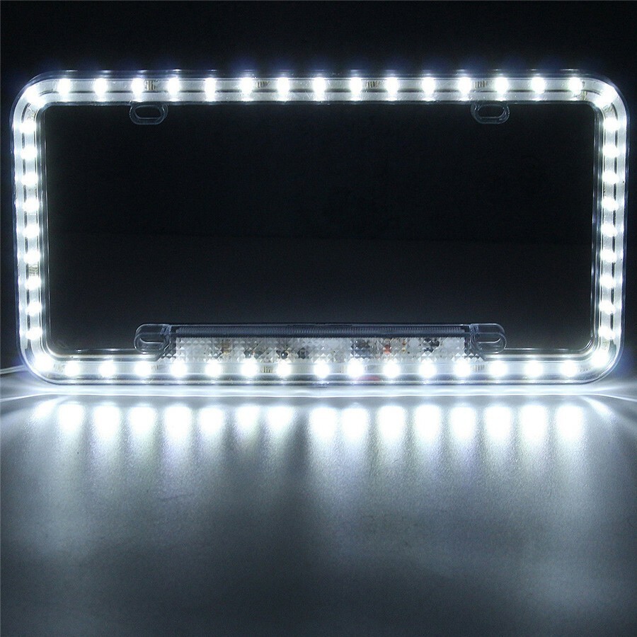 12V White 54LED Lighting Acrylic Plastic Auto Car Rear License Plate Cover Frame