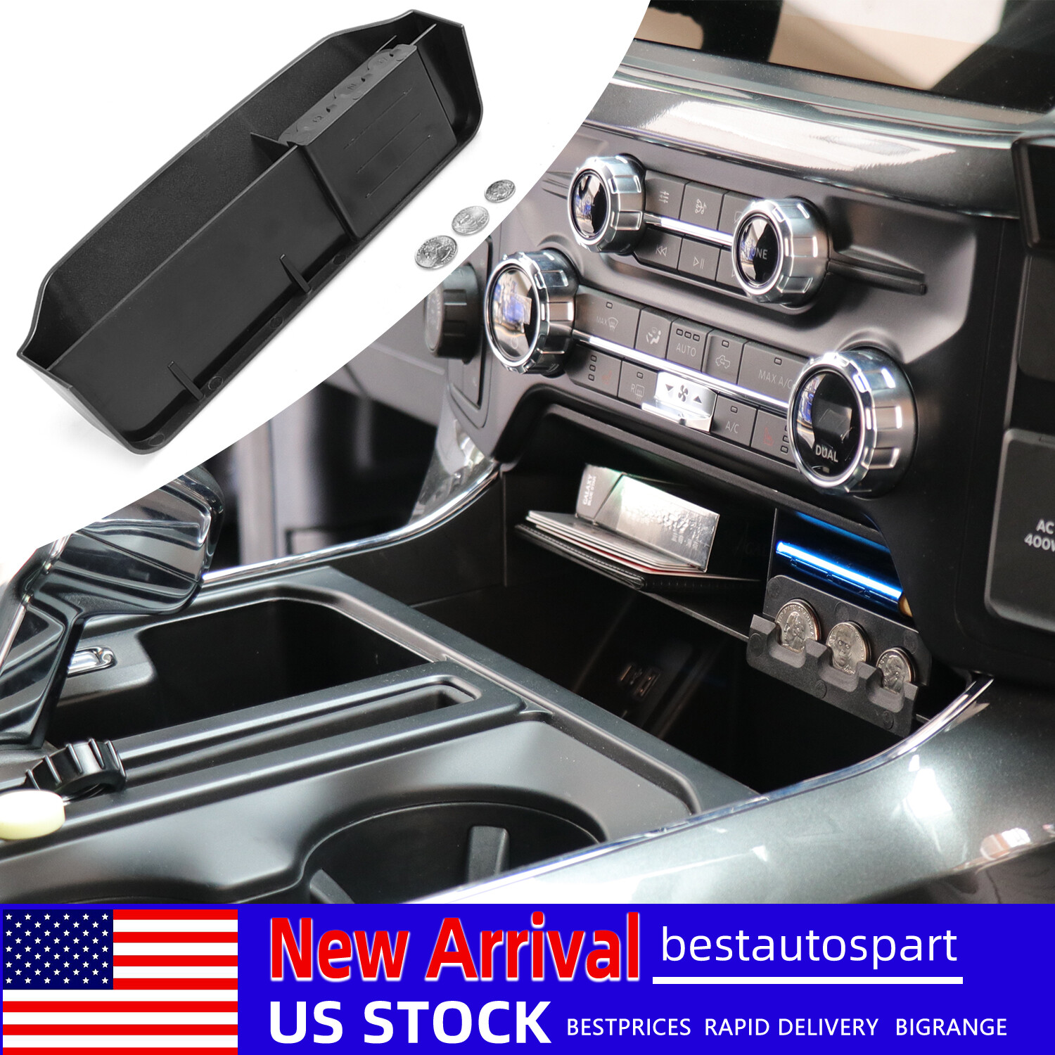 For Ford F150 2021+ Center Dashboard Interior Insert Storage Tray Accessories