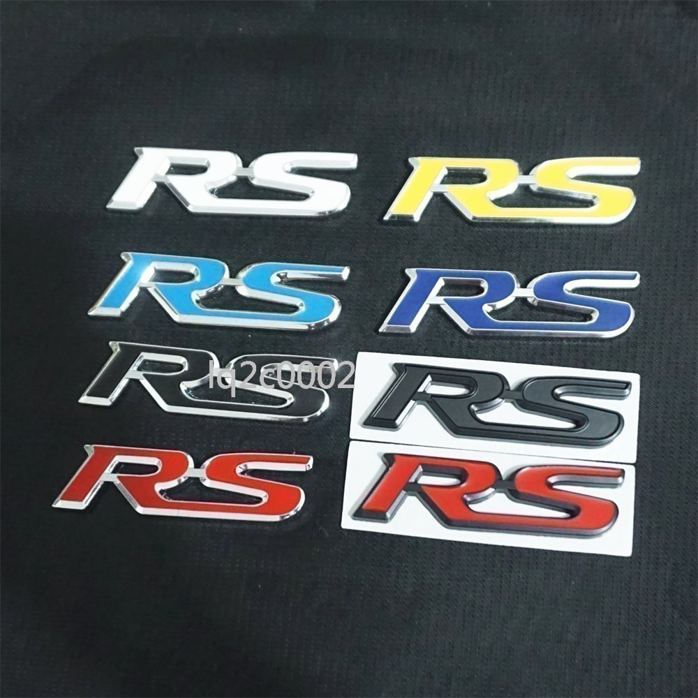 1x Chrome Blue Silver RS Metal Badge Sticker Emblem Decal Sports Racing Motor GT