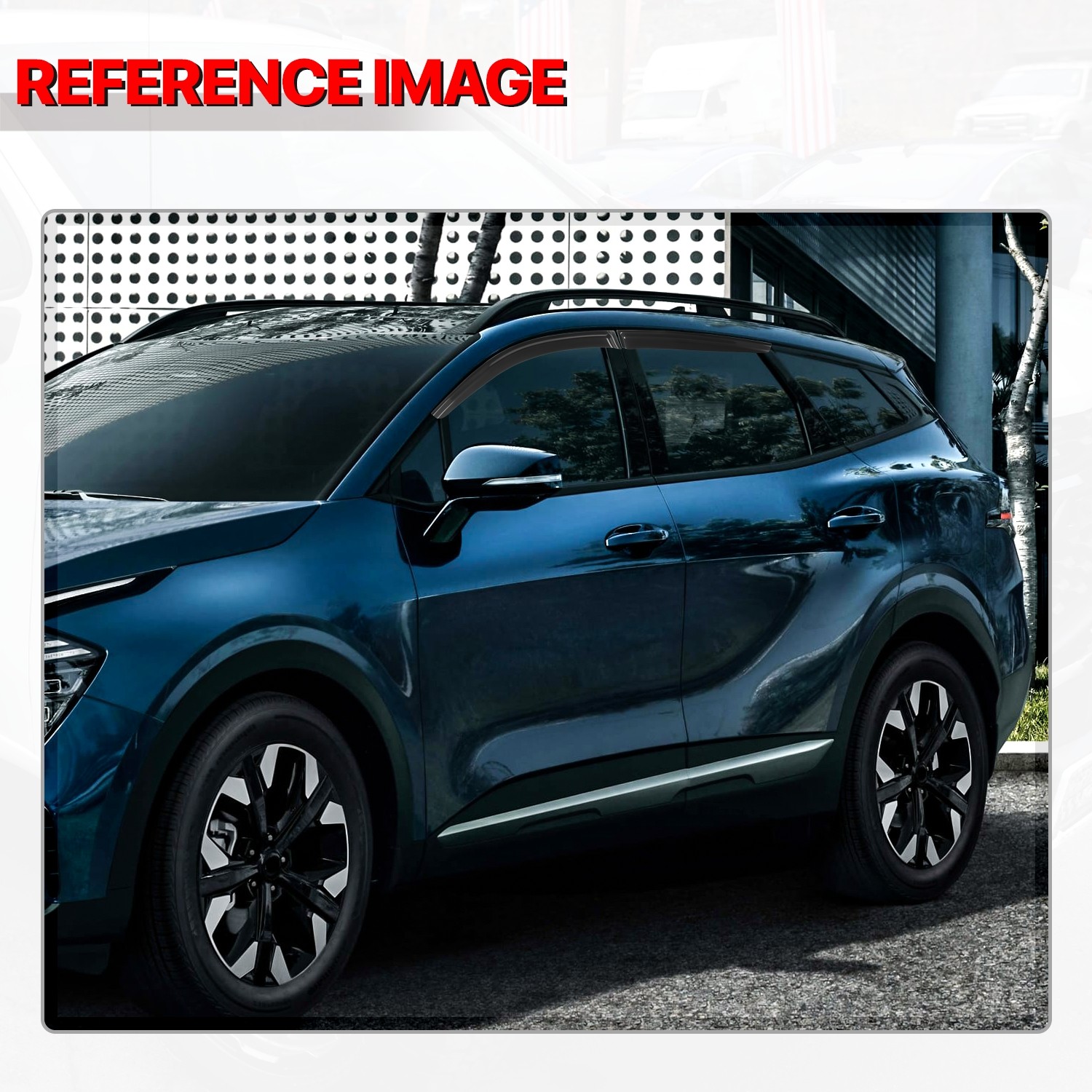 4-Pieces Glossy Black 3M Adhesive Tape Window Visors Set for 17-22 KIA Sportage