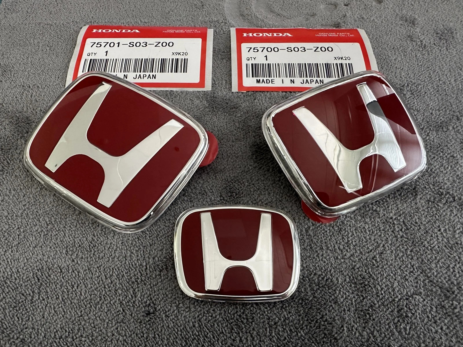 3PCS Red H Emblem Front Rear Steering Badge Fit For 2006~15 Honda CIVIC SEDAN🎁