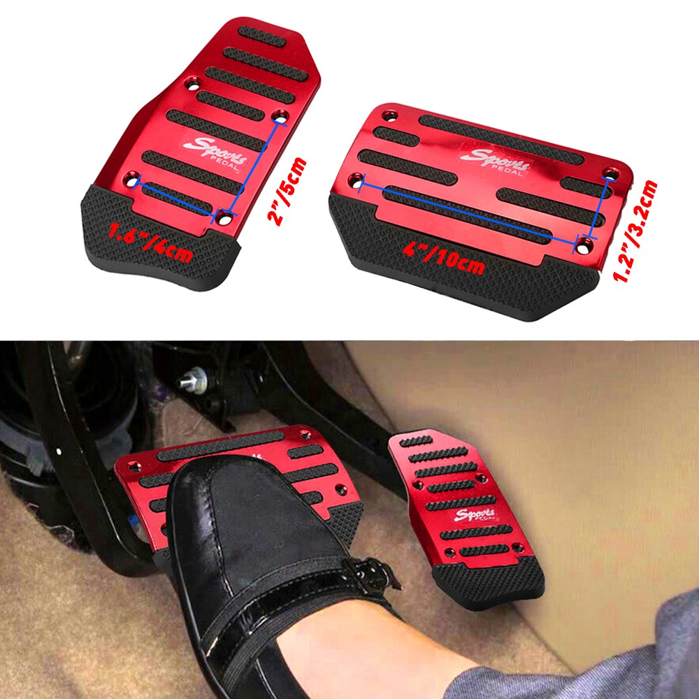 Red Universal Non-Slip Gas Brake Foot Pedal Pad Cover Car Automatic Accessories