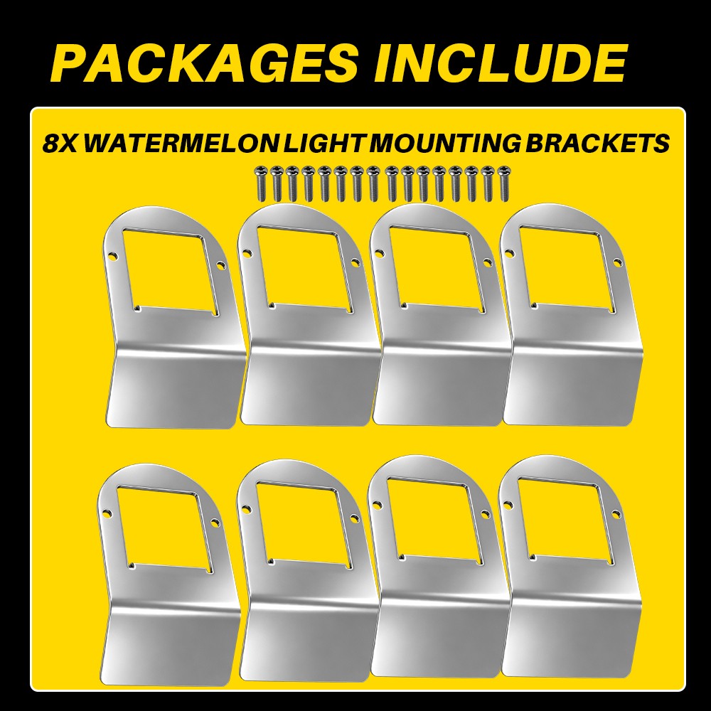 8x Watermelon Light Under Frame Brackets For Truck Trailer Stainless Steel Mount