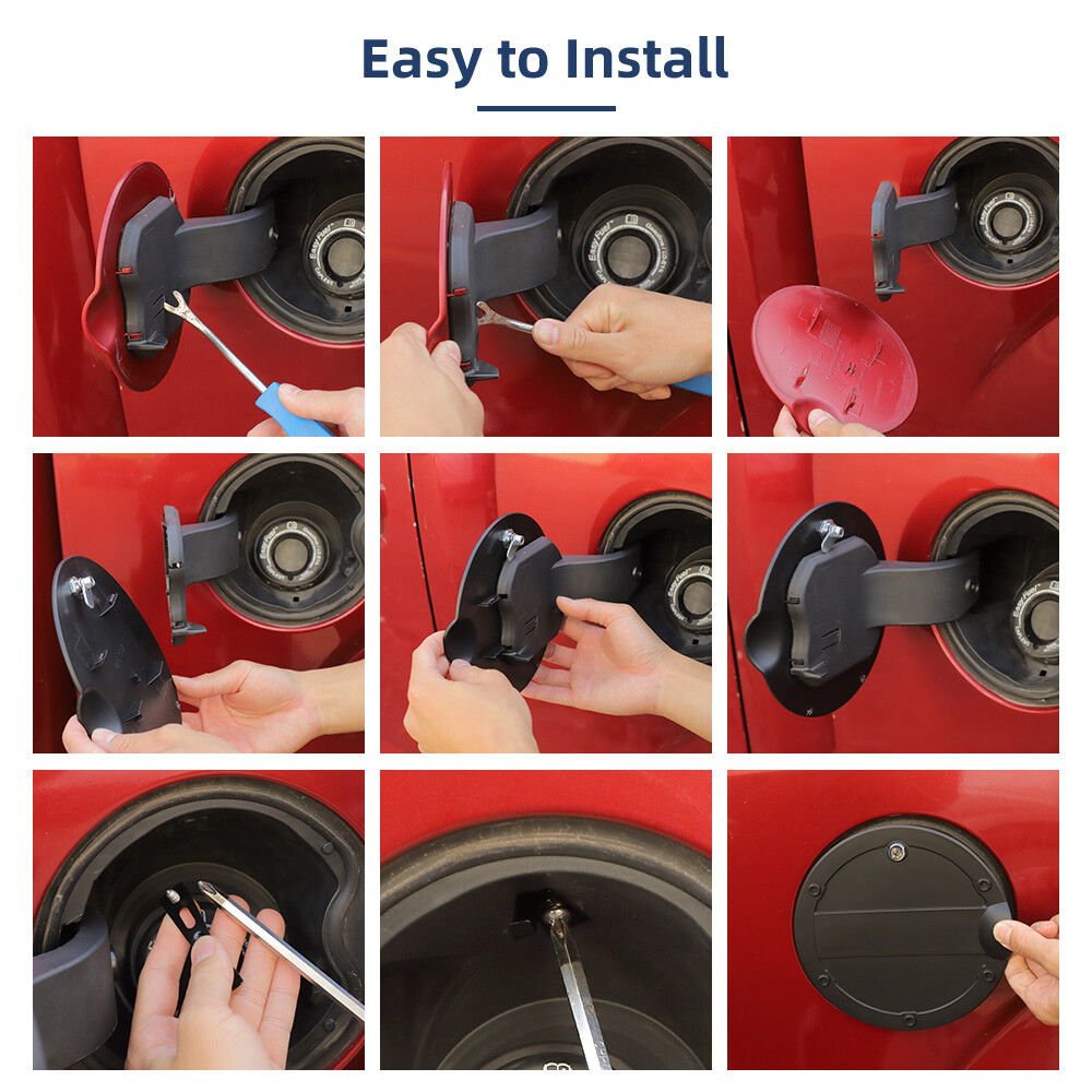 Black Locking Fuel Gas Filler Tank Door Cap Cover W/key Trim For Ford F150 15-20