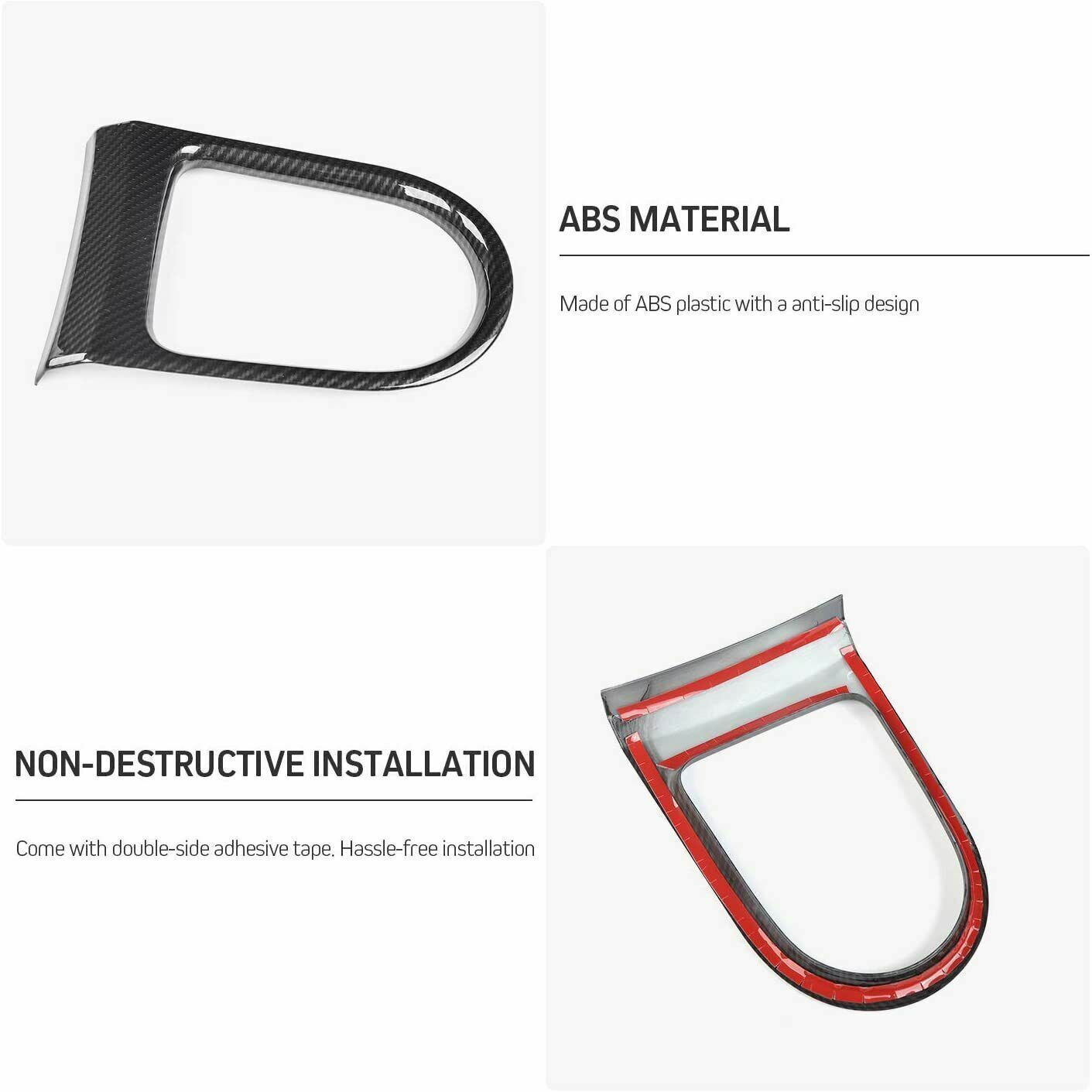 Carbon Fiber Cup Holder Insert &Gear Shift Frame Trim Cover for Ford Mustang 15+