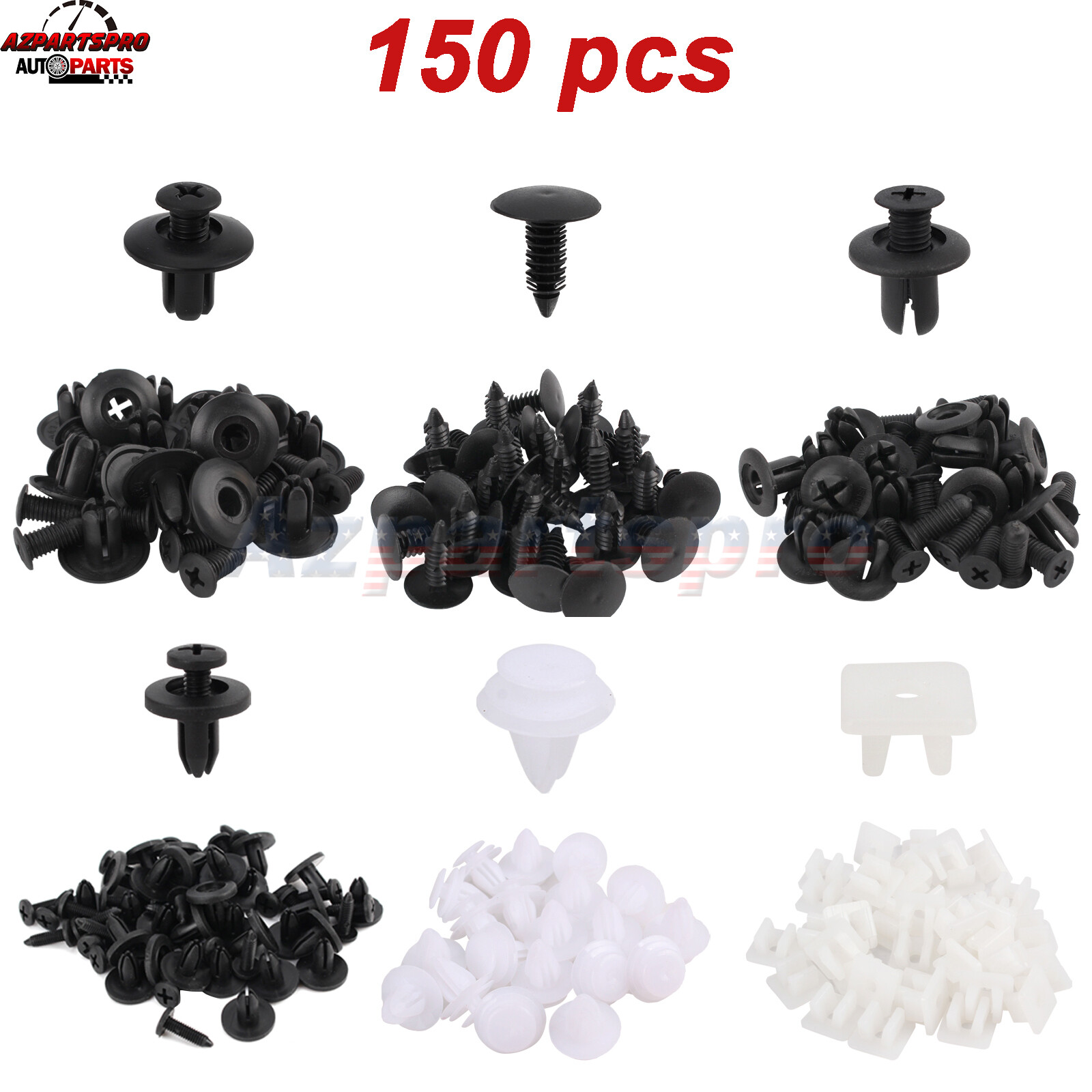 150pc Plastic Rivets Fastener Fender Bumper Push Clips Fasteners for Ford Trucks
