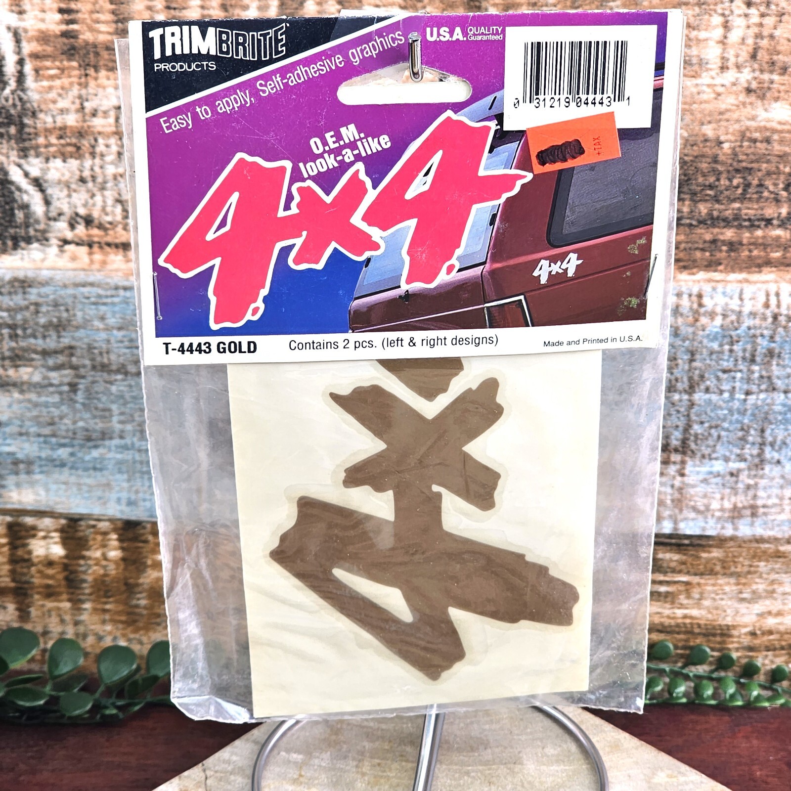TRIMBRITE 4 x 4 Car Decals Gold T4443 Self Adhesive Graphics Automotive Set USA