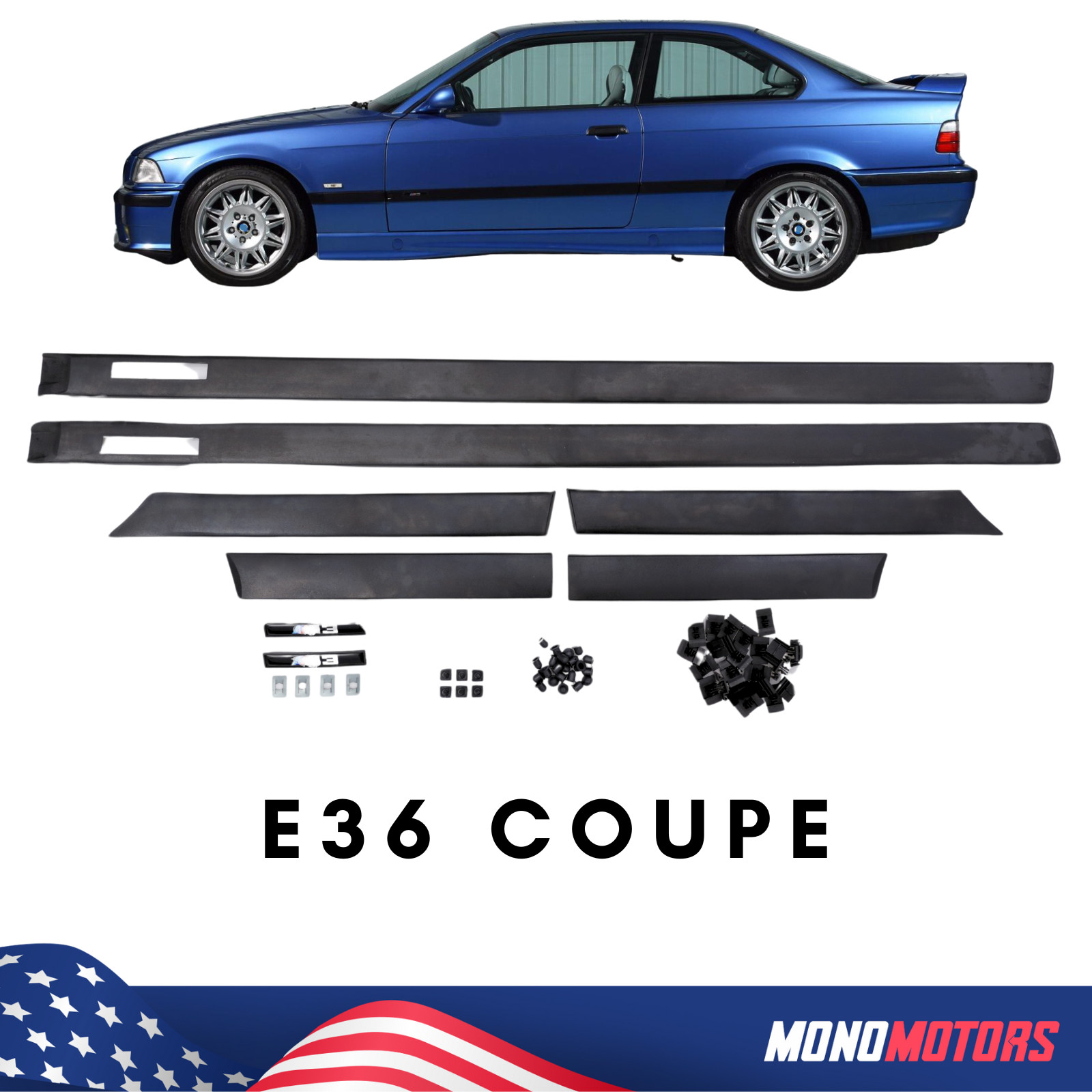 BODY SIDE MOULDING TRIM For BMW E36 91-98 COUPE Convertible 2D HIGH QUALITY ABS