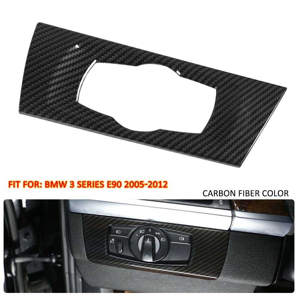 Carbon Fiber Color Headlight Switch Frame Cover Trim for BMW 3 Series E90 05-12