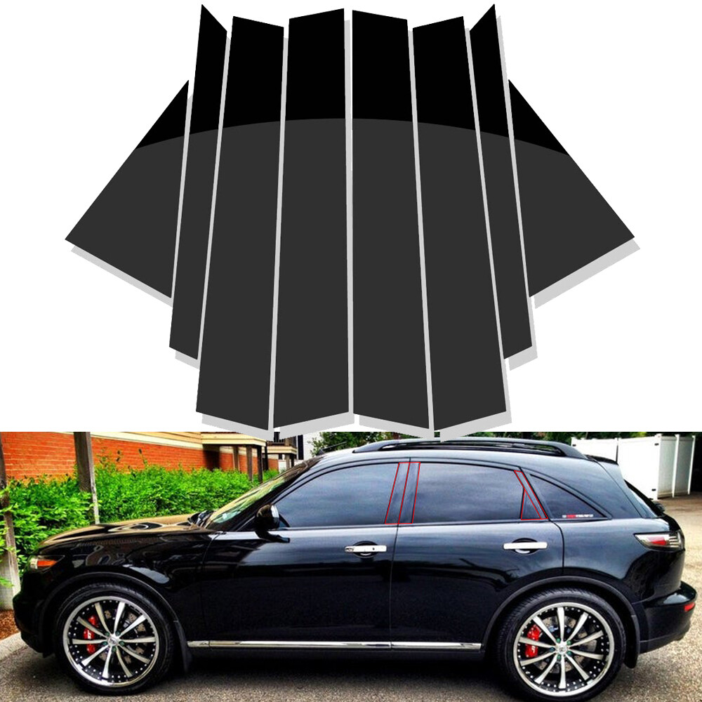Black Window Pillar Posts Door Trim Piano Cover For Infiniti FX35 FX45 2003-2008