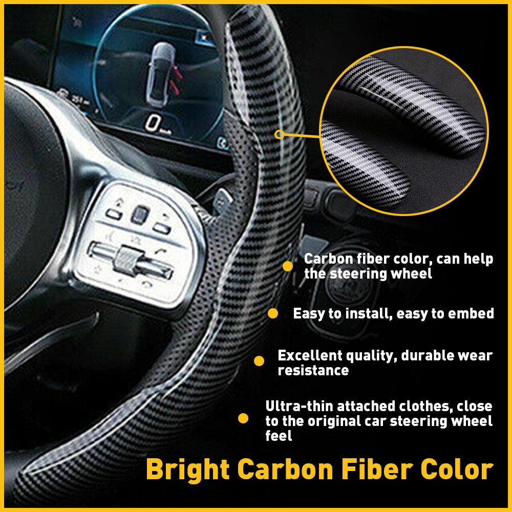 For Mercedes-Benz Carbon Fiber Car Steering Wheel Booster Cover Accessories 2PC