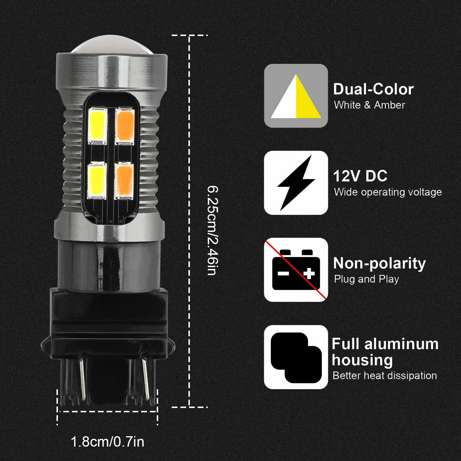 4x 3157 3156 White/Amber LED DRL Switchback Turn Signal Light Bulbs 4157na 3457a