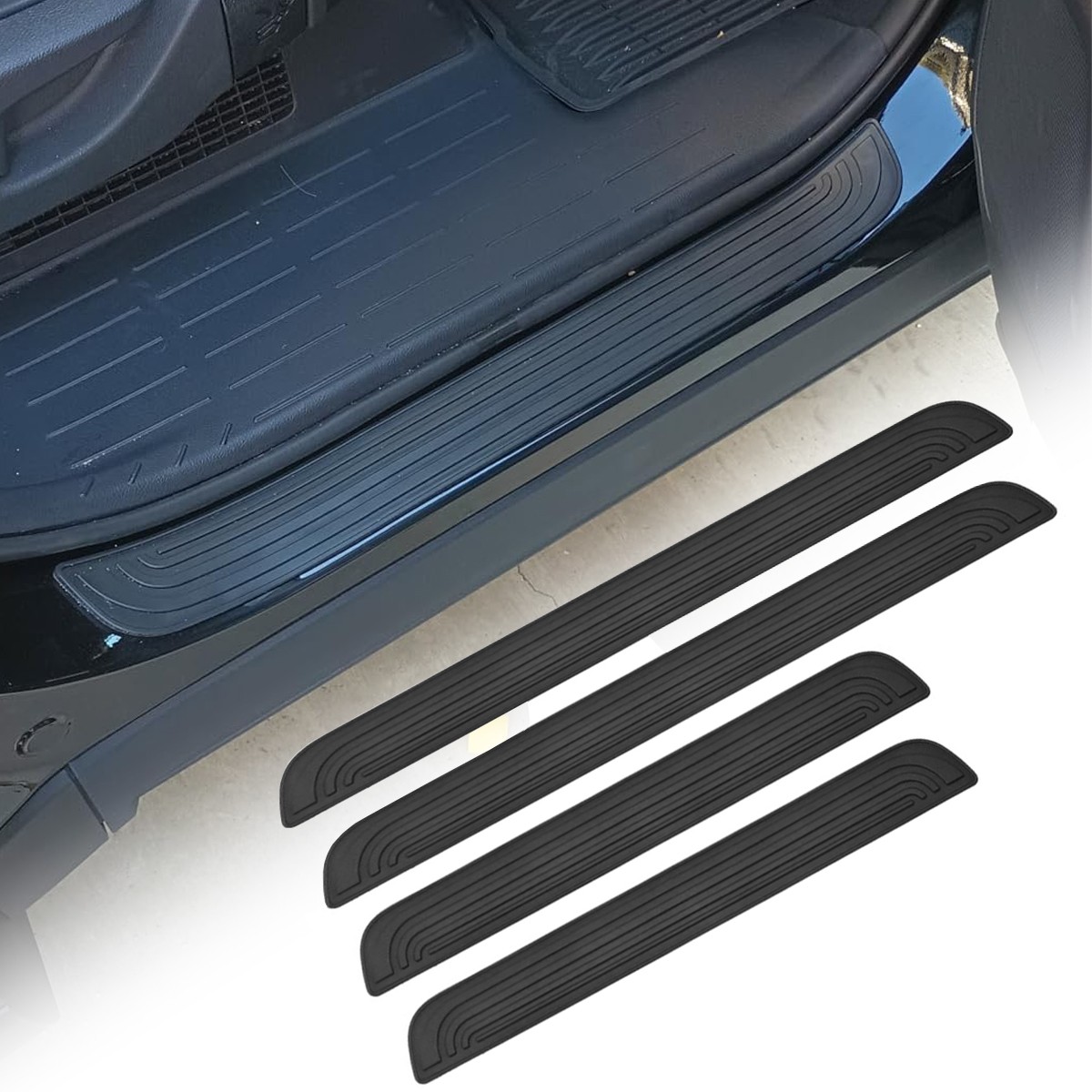 4x PVC Anti-Scratch Front & Rear Door Sills Protector Self Adhesive Set For Jeep