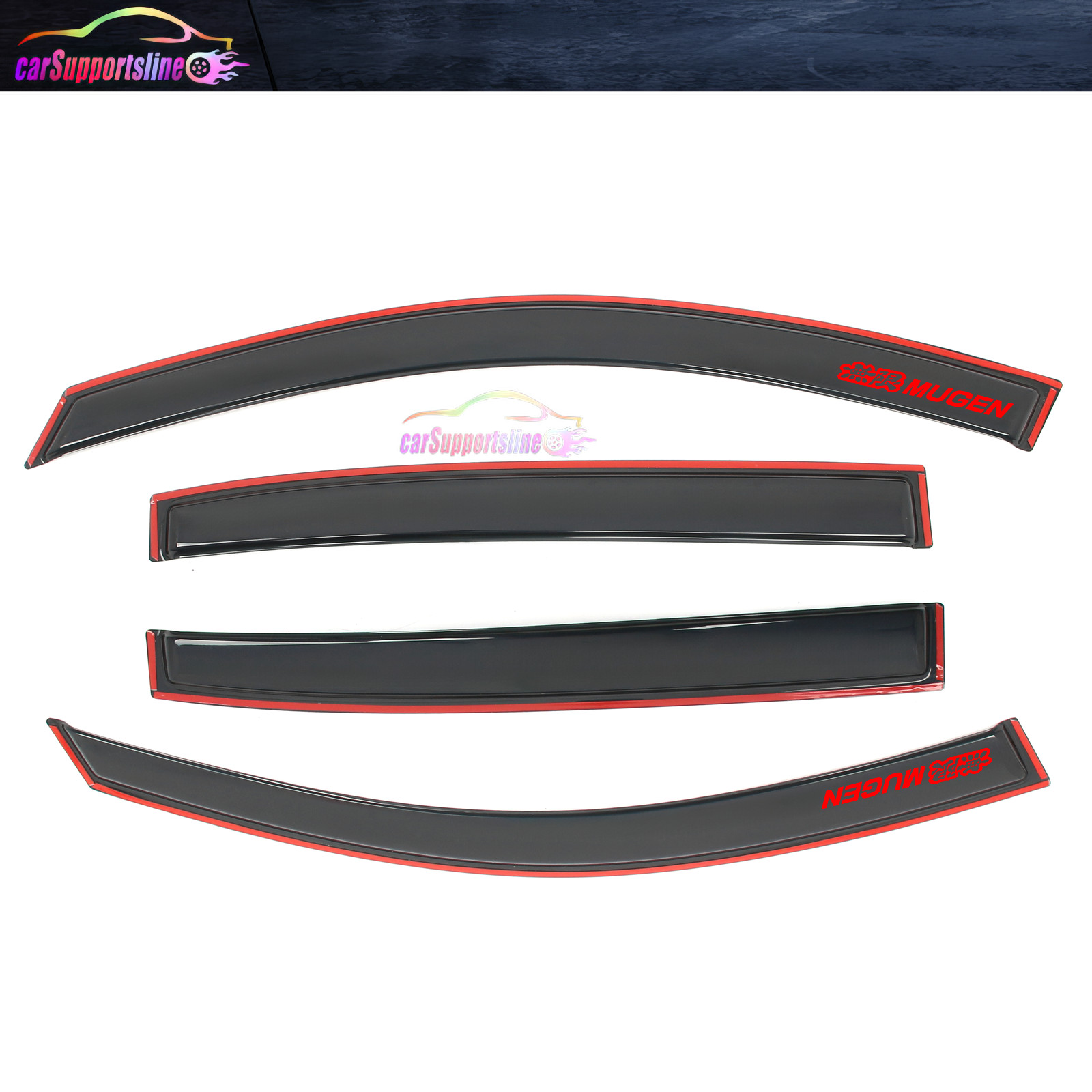 Fit for 13-17 Honda Accord Sedan In Channel Window Visor Rain Guard w/ Red Mugen