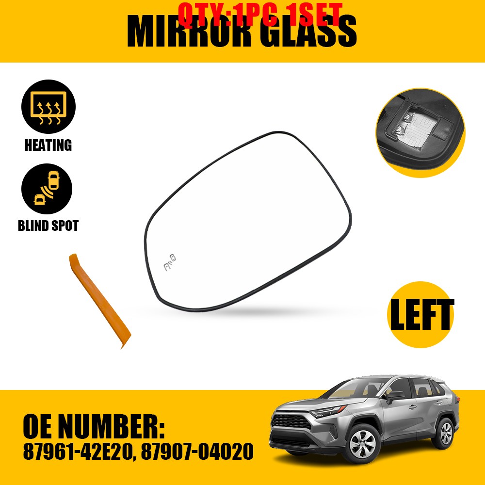 L Driver Side Mirror Glass Heated Blind Spot Monitor For Toyota RAV4 19-24 1-10X