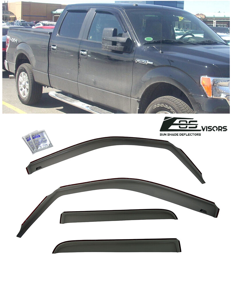 EOS Visors For 09-14 Ford F-150 Crew Cab IN-CHANNEL Side Vent Window Rain Guards
