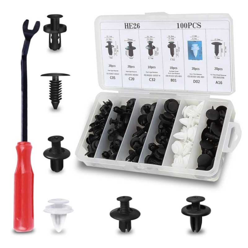 100pcs Car Push Pin Rivet Bumper Fender Liner Door Panel Retainer Clips Fastener