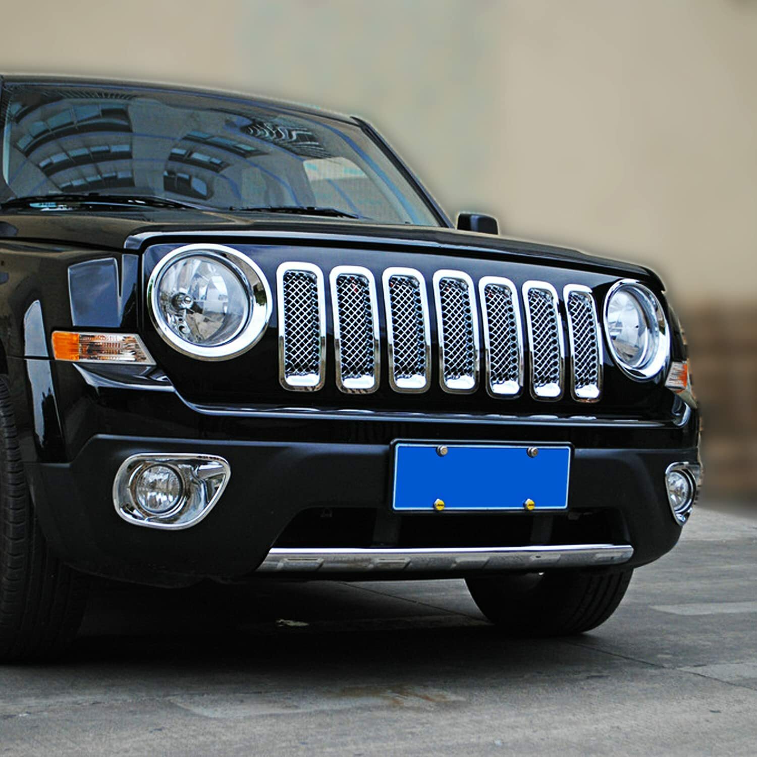 7pcs Chrome Insert Grille Mesh Grill Cover Bezel for Jeep Patriot Accessories