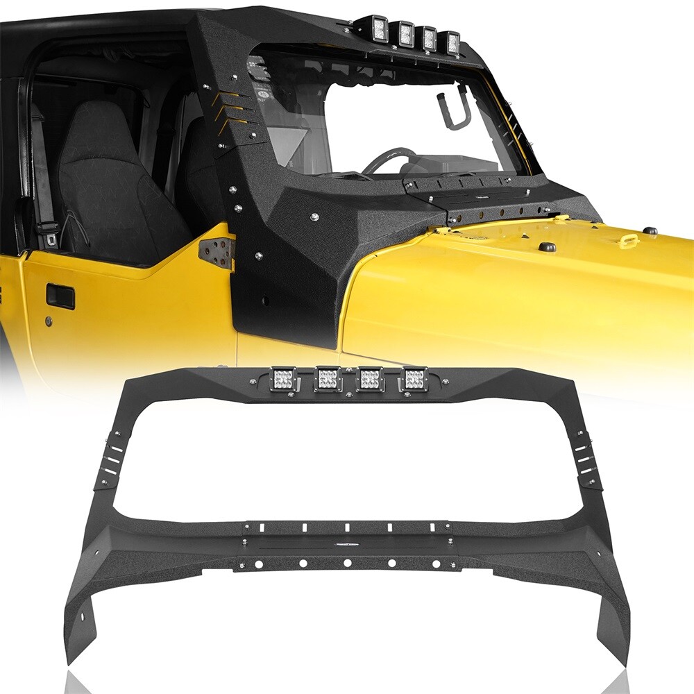 TEXTURED STEEL WINDSHIELD COWL A-PILLAR GUARD FRAME FOR 97-2006 JEEP WRANGLER TJ