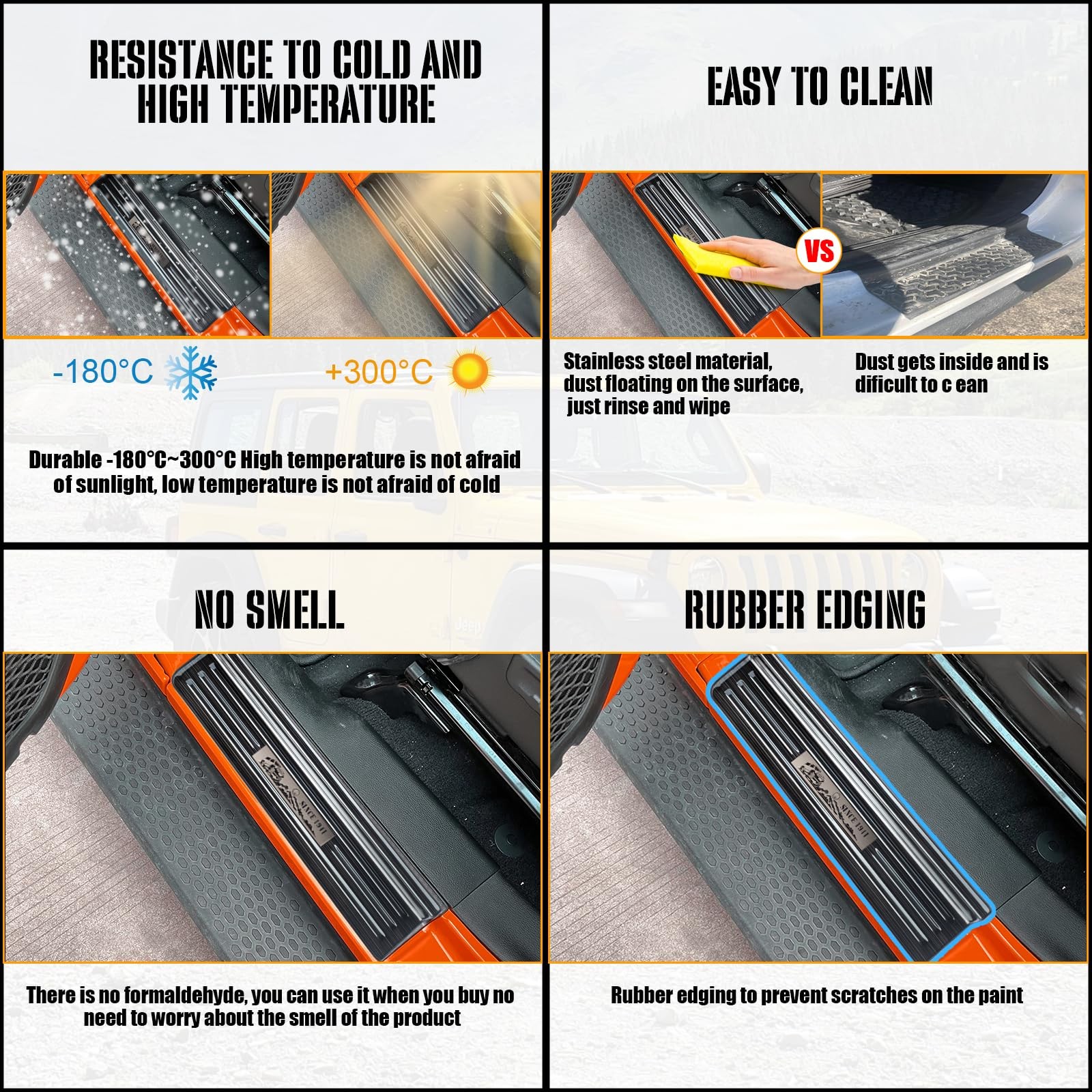 304 Stainless Steel Door Sill Guards Compatible with Jeep Wrangler JL JLU 201…