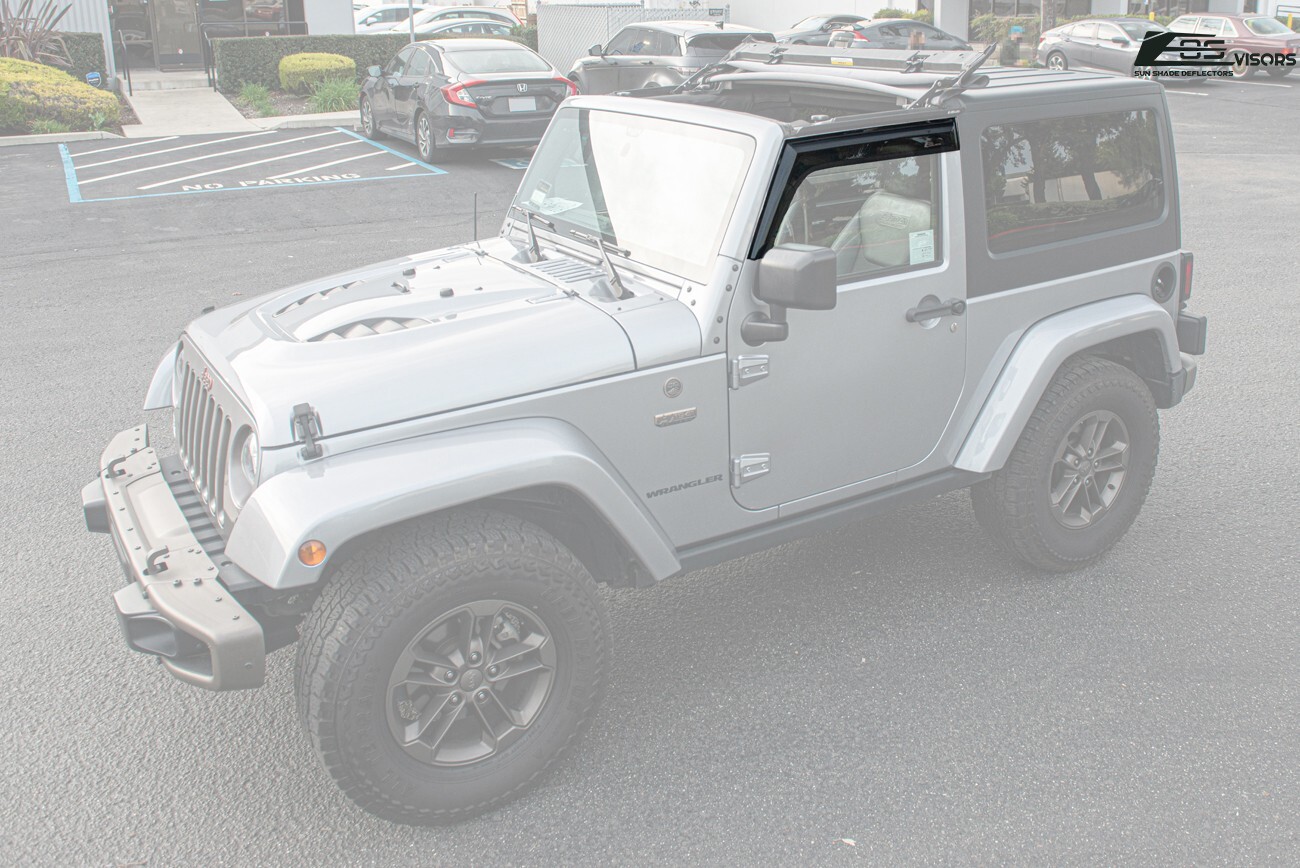 For 07-18 Jeep Wrangler 2-Door Smoke Tinted Side Window Visors Rain Deflectors