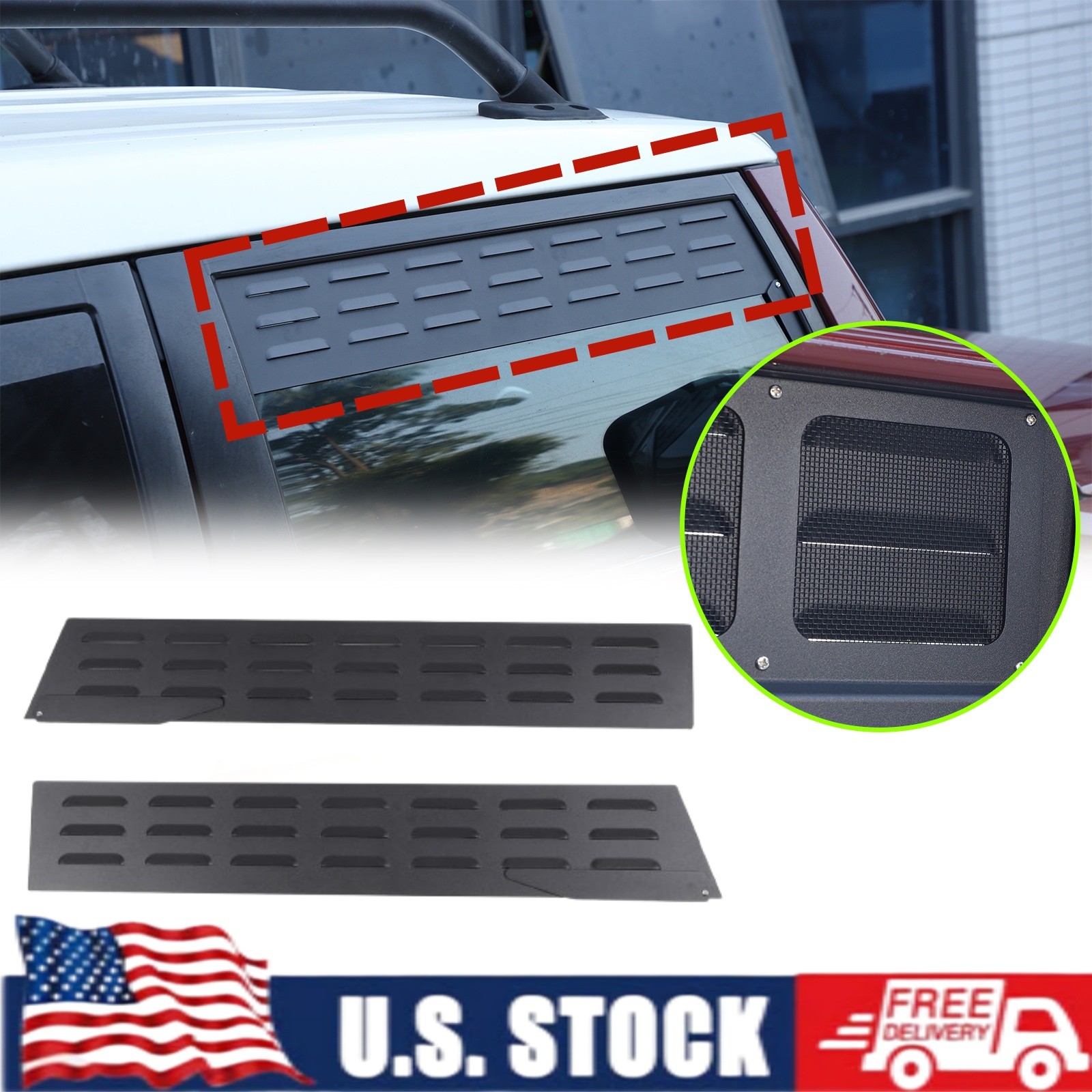 Aluminium Alloy Front Door Window Air Vent Screens For Toyota FJ Cruiser 2007-21