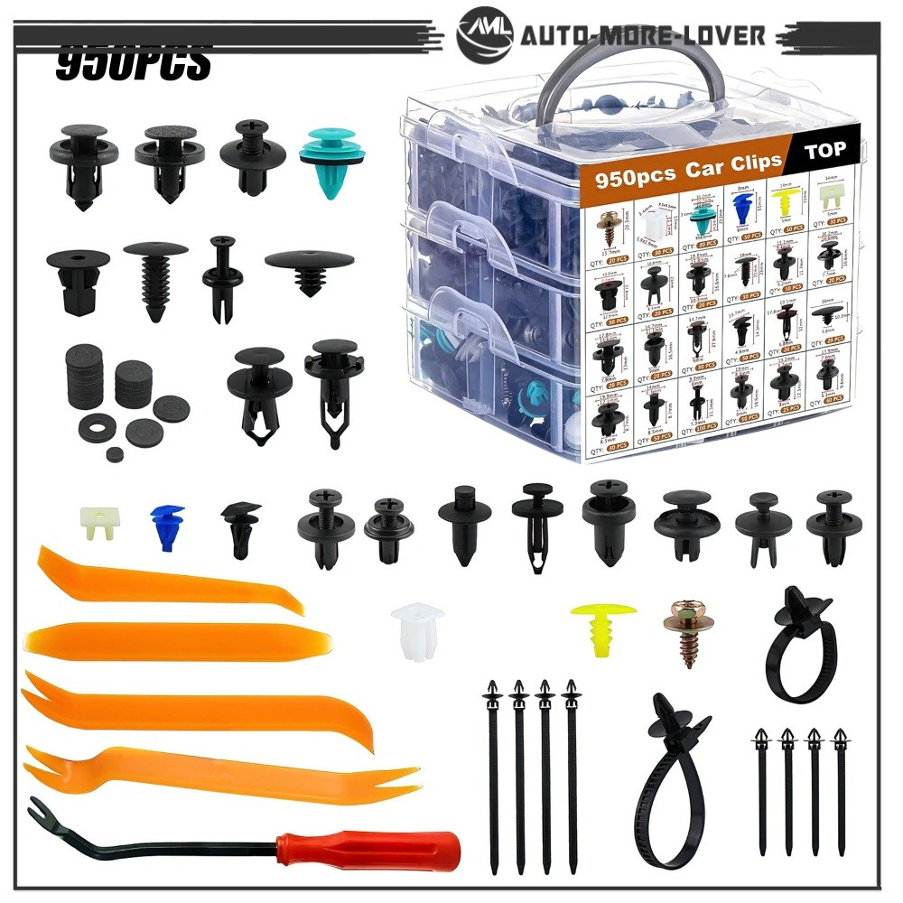 Auto Fastener Set Push Pins 955×Car Body Clip Bumper Multicolor Clip Plastic