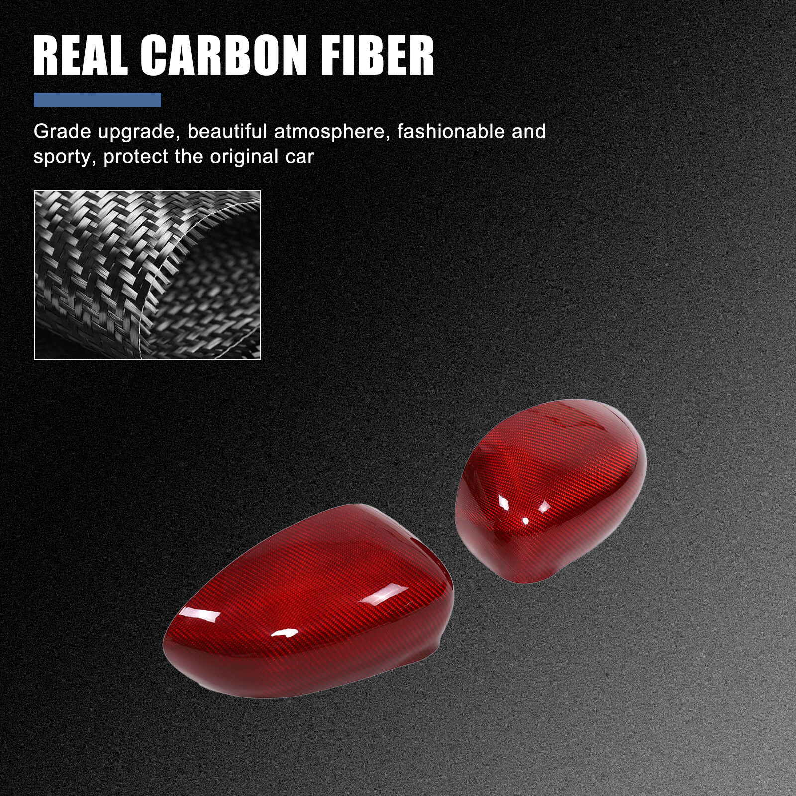 Red Dry Carbon Fiber Exterior Side Rear Mirror Trim For Fiat 500 Abarth 595 10+