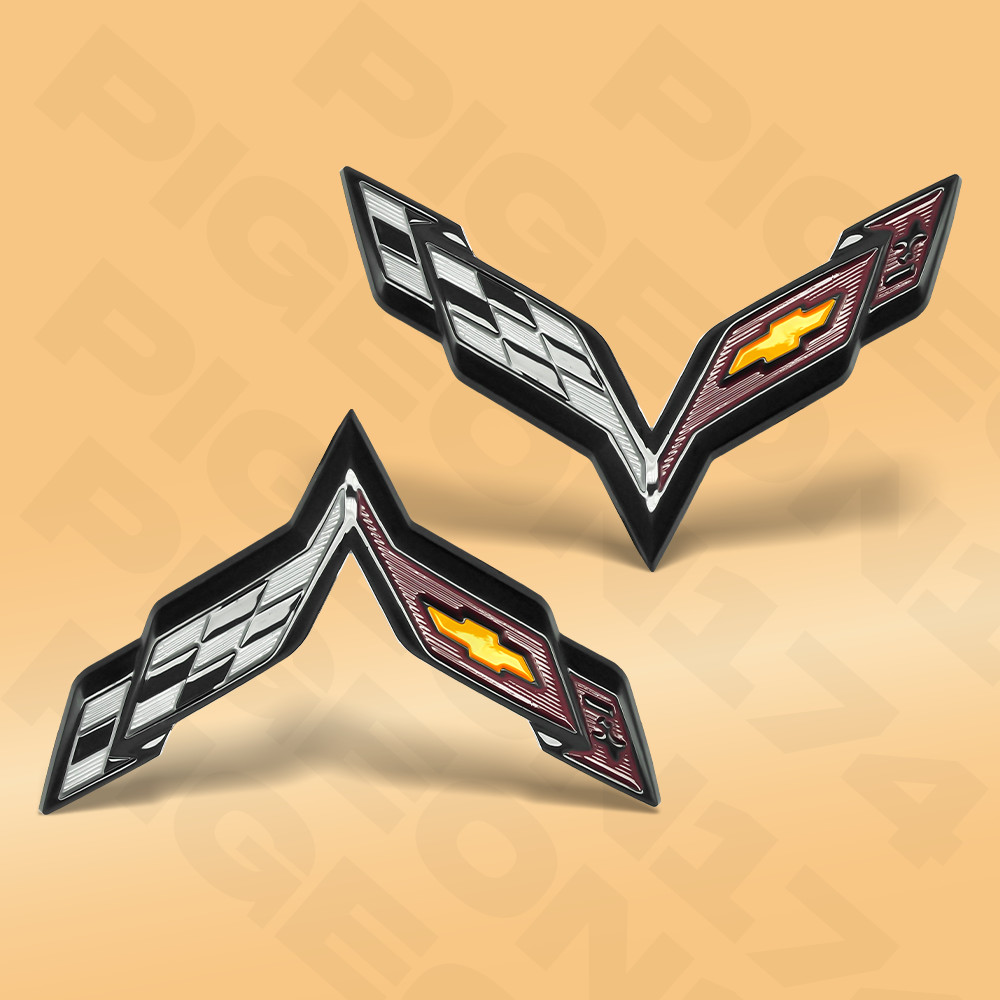 Cross Flags Badge For Corvette C7 2014-2019 Emblem Replacement 23168616 23168615