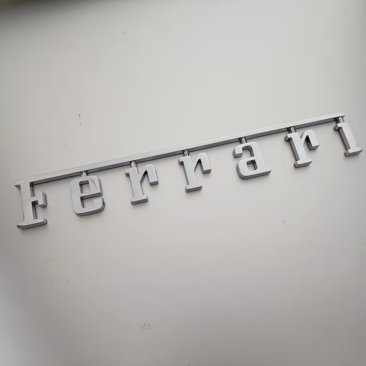For Ferrari Script Rear Emblem Badge Chrome Silver Brand New 20*2.78cm (Fit many