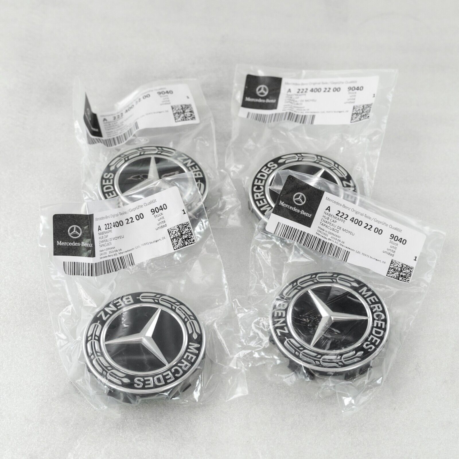 Mercedes Benz center cap OEM Gloss black chrome Star emblem Wheel rim GENUINE