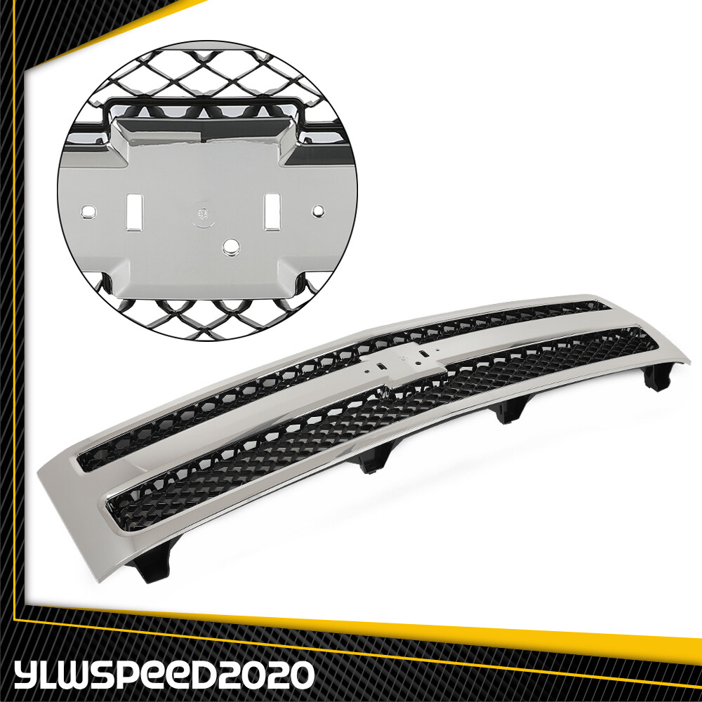 Silver Shell Grille Grill Bumper Fit For 2007-2013 Chevy Silverado 1500