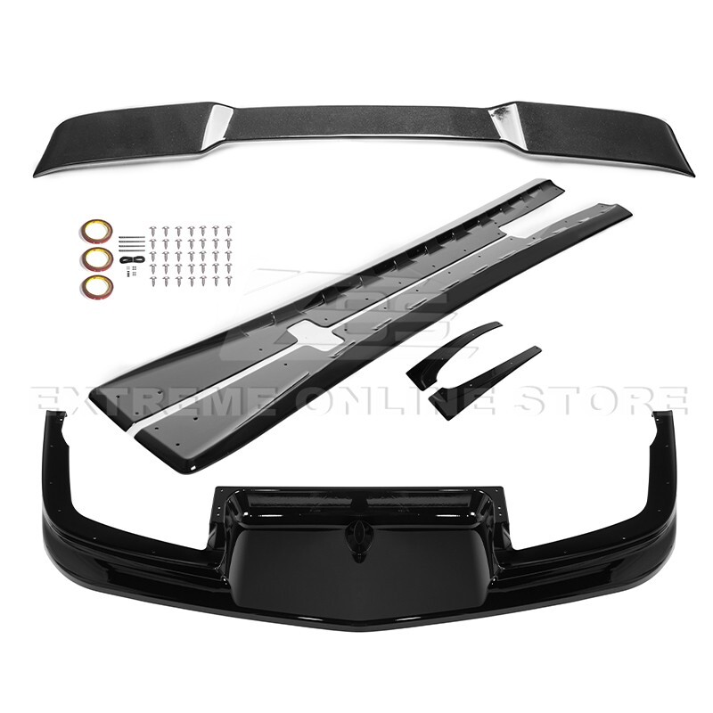 For 97-04 Corvette C5 ZR1 GLOSSY BLACK Front Vented Lip Side Skirts Rear Spoiler