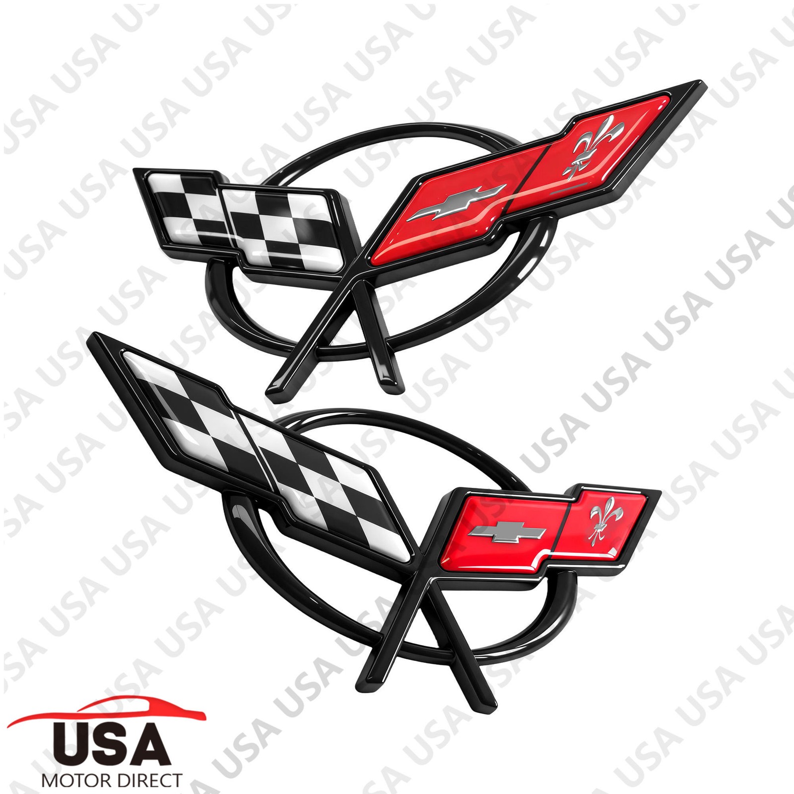 For 1997-2004 C5 Corvette Front Bumper Rear Deck Lid Cross Flags Emblem 2PCS