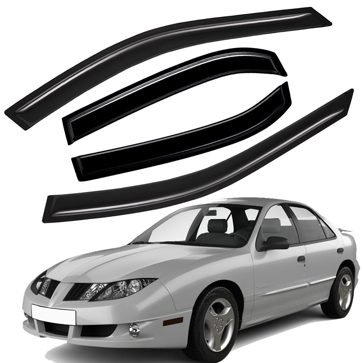 Fits 1995-2005 Chevrolet Cavalier Sedan Tape-on Sun Rain Guard Window Vent Visor
