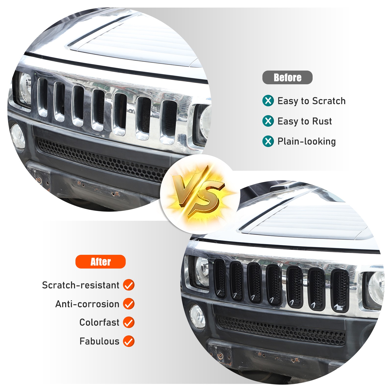 ABS Gloss Black Grille Insert Guard Insect Screen Trim For Hummer H3 2005-2009