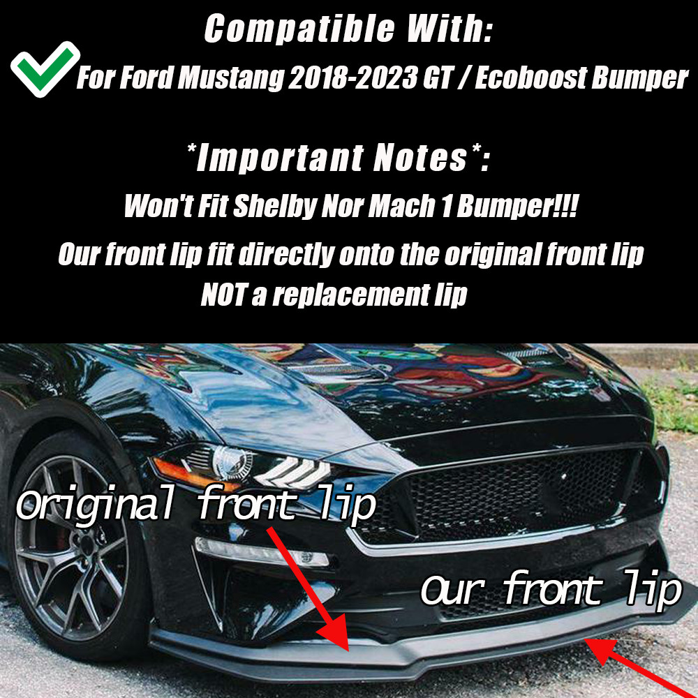 Fits 18-22 Ford Mustang GT Style Front Bumper Splitter Lip Unpainted PP US NEW