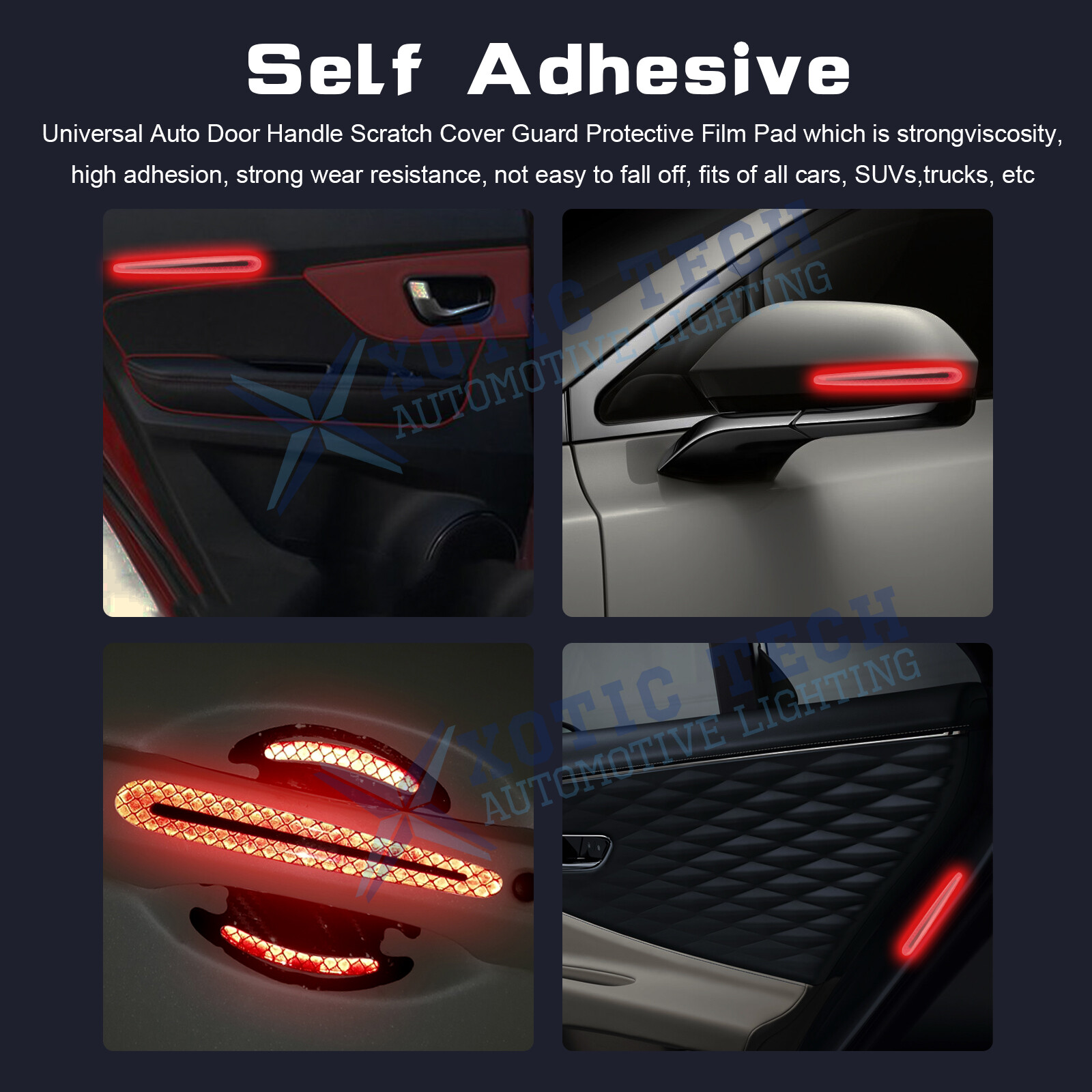 3D Door Handle Night Reflective Guard Sticker Strip For Dodge Challenger Charger