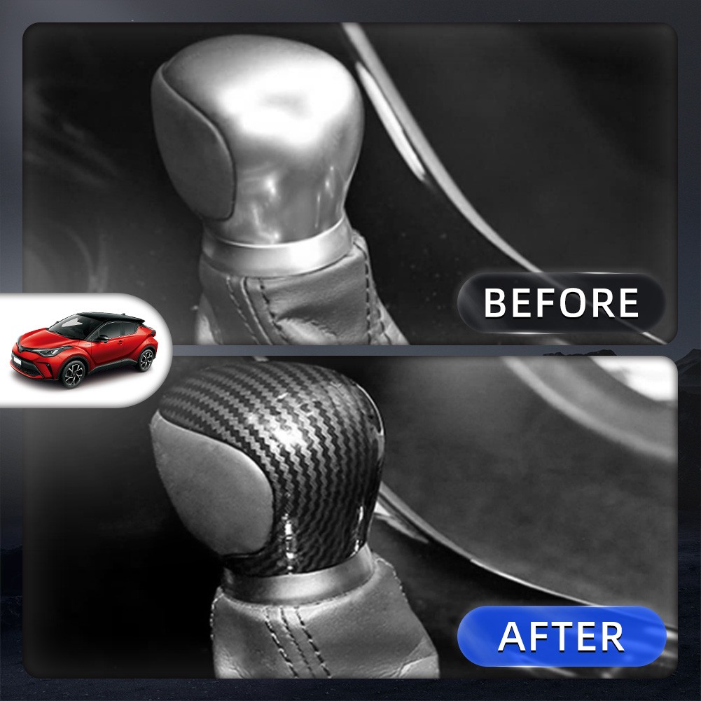 Gear Shift Knob Head Cover Trim Carbon Fiber ABS For Toyota C-HR 2018-2022