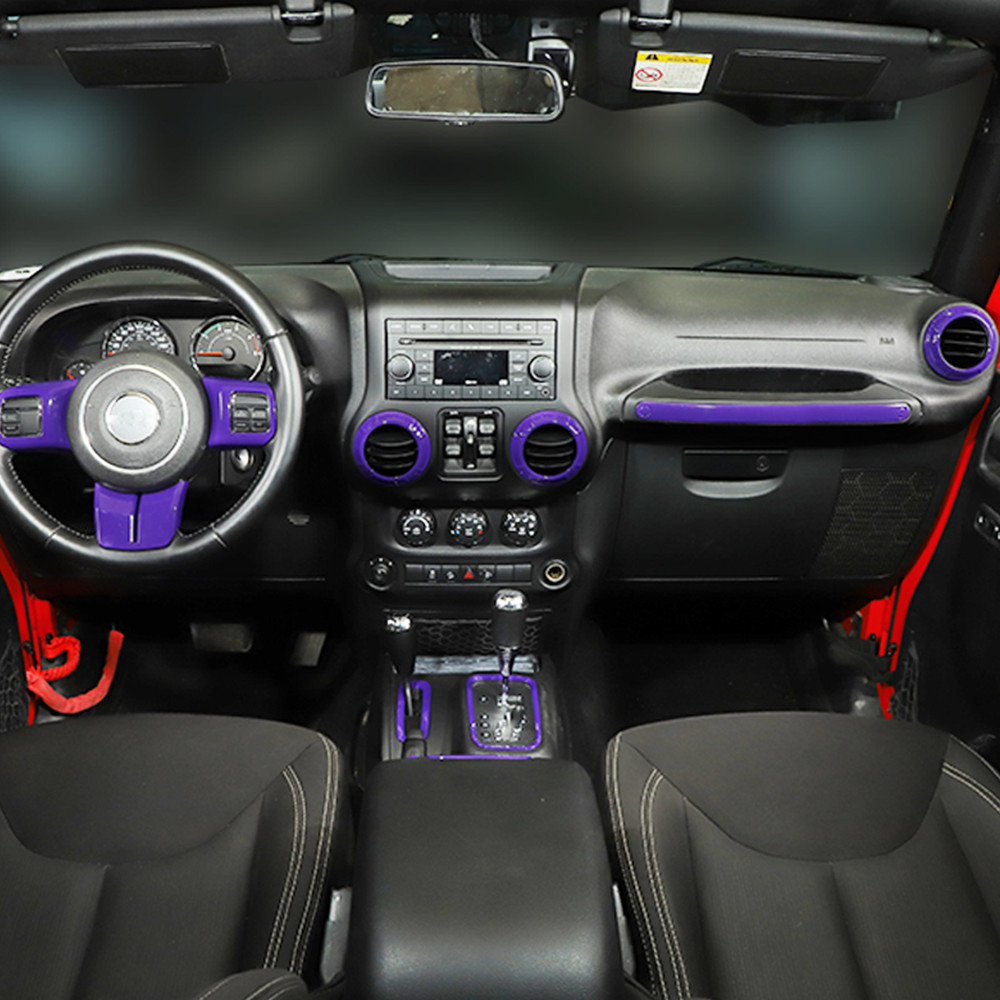 21X Car Interior Decoration Trim Kit For Jeep Wrangler JK 2011-2018 4Door Purple