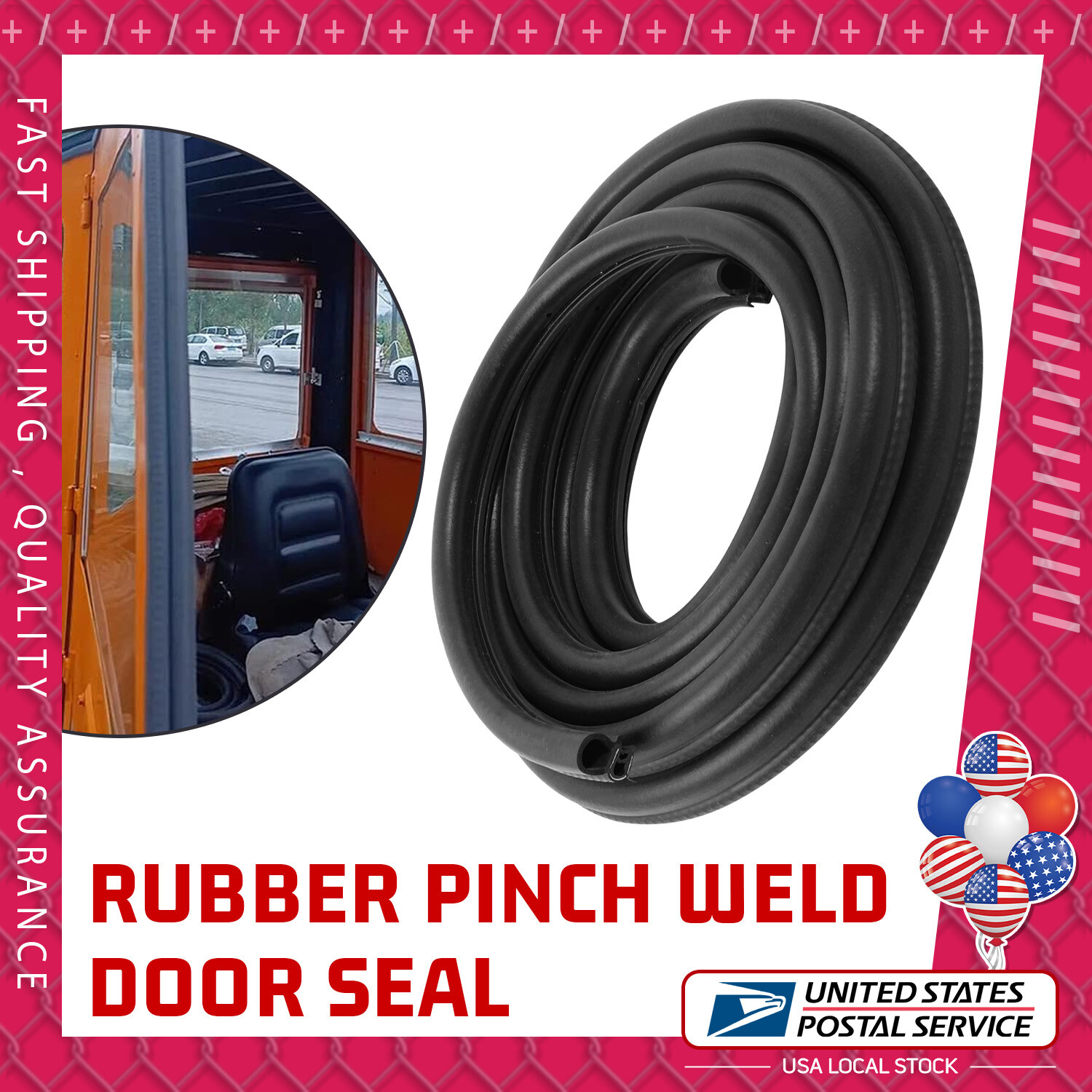 19.7FT Black Car Boat Door Soundproof U-Shape Rubber Seal Strip with Side Bulb