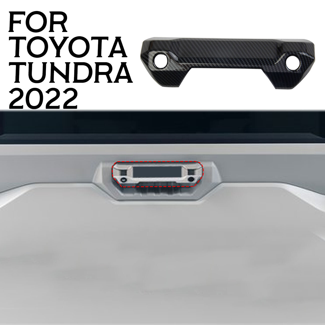 Carbon Fiber Car Rear Trunk Door Handle Cover Trim for Toyota Tundra 2022-2023